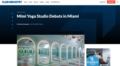 CLUB INDUSTRY: Mimi Yoga Studio Debuts in Miami