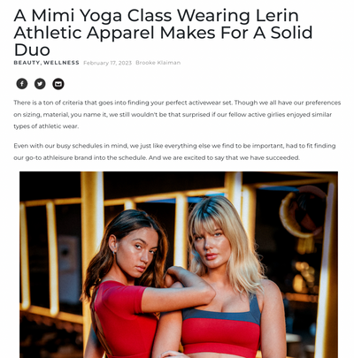 HAUTE LIVING: A Mimi Yoga Class Wearing Lerin Athletic Apparel Makes For A Solid Duo