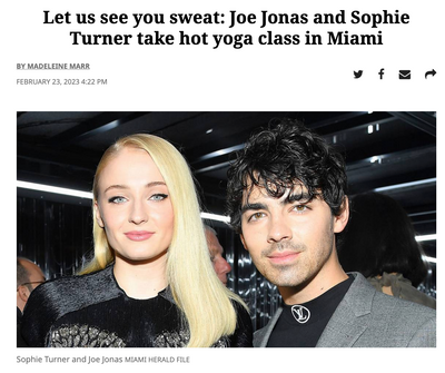 MIAMI HERALD: Joe Jonas & Sophie Turner Take Hot Yoga Class in Miami
